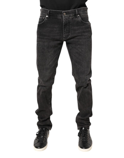 Jeans skinny en coton délavé gris de Dolce &amp; Gabbana