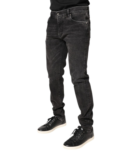 Jeans skinny en coton délavé gris de Dolce &amp; Gabbana