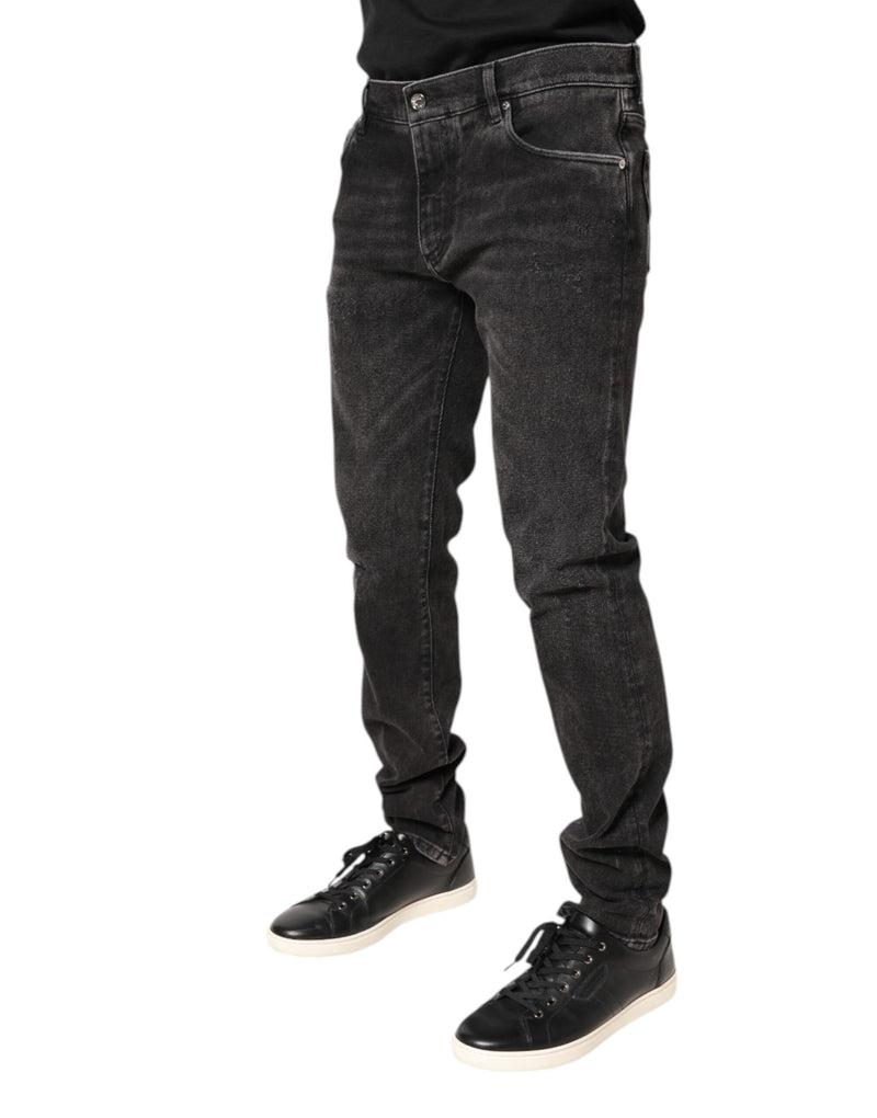 Jeans skinny en coton délavé gris de Dolce &amp; Gabbana