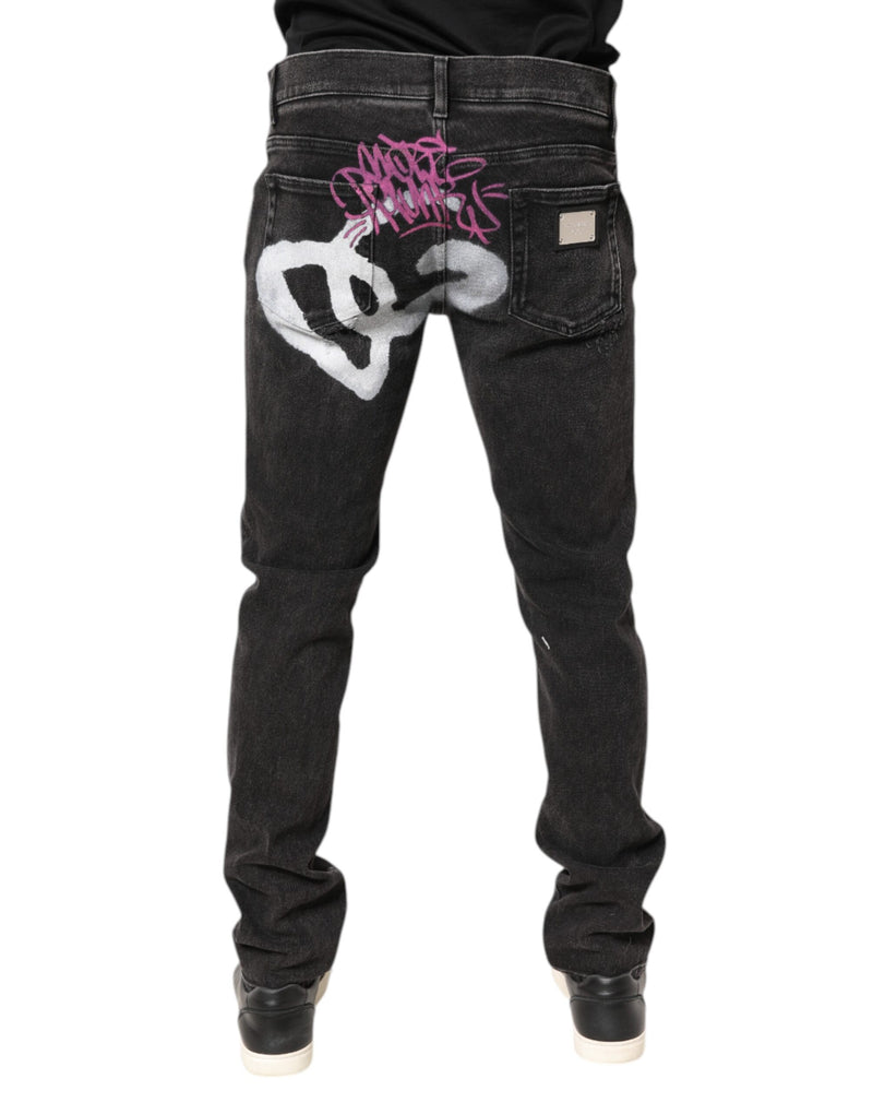 Jeans skinny en coton délavé gris de Dolce &amp; Gabbana