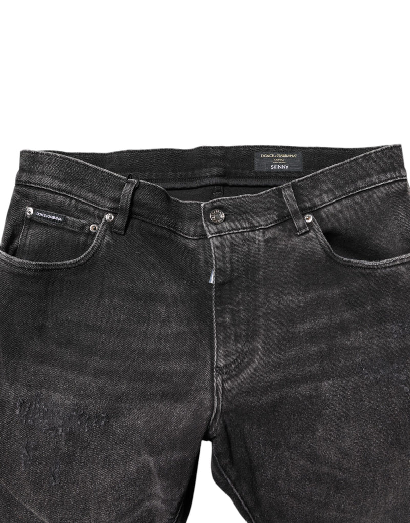 Jeans skinny en coton délavé gris de Dolce &amp; Gabbana
