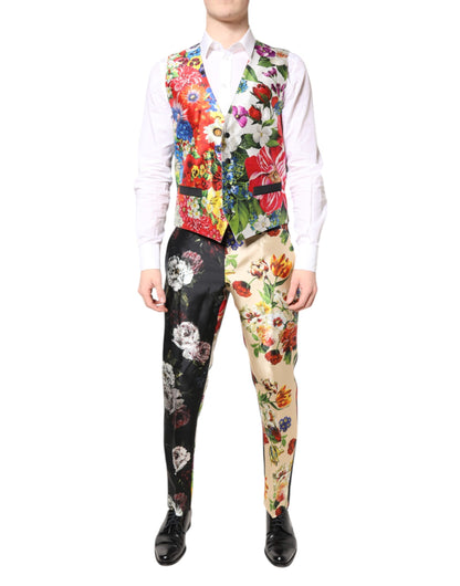 Dolce & Gabbana Multicolor Floral SICILIA Silk 3 Piece Suit