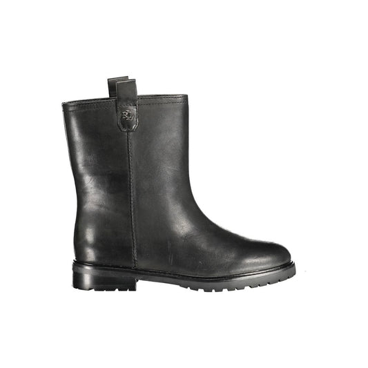 Ralph Lauren Evelyne Black Leather Women Ankle Boot