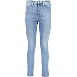Calvin Klein Blue Cotton Women Jeans - High-Rise Skinny Fit
