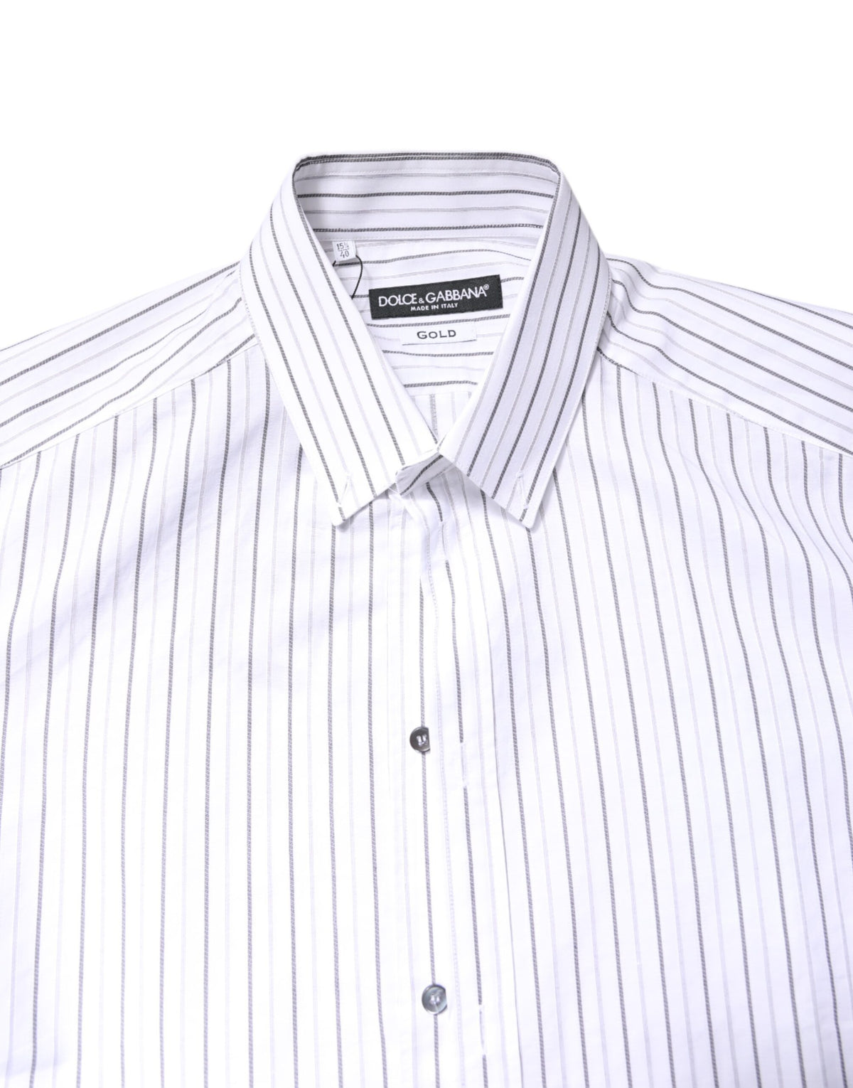 Chemise habillée formelle en coton blanc rayé doré de Dolce &amp; Gabbana