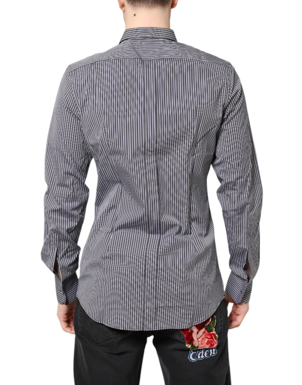 Chemise habillée rayée noir et blanc, dorée, Dolce &amp; Gabbana.