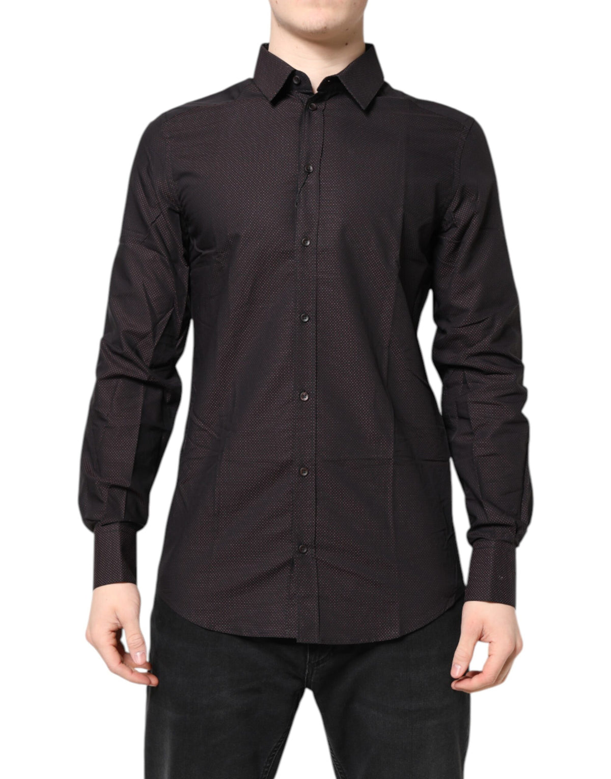 Chemise habillée pour homme en coton jacquard marron prune de Dolce &amp; Gabbana, couleur OR.