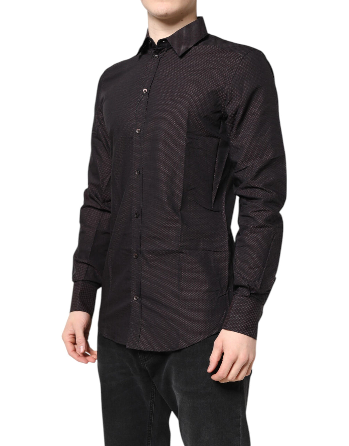 Chemise habillée pour homme en coton jacquard marron prune de Dolce &amp; Gabbana, couleur OR.