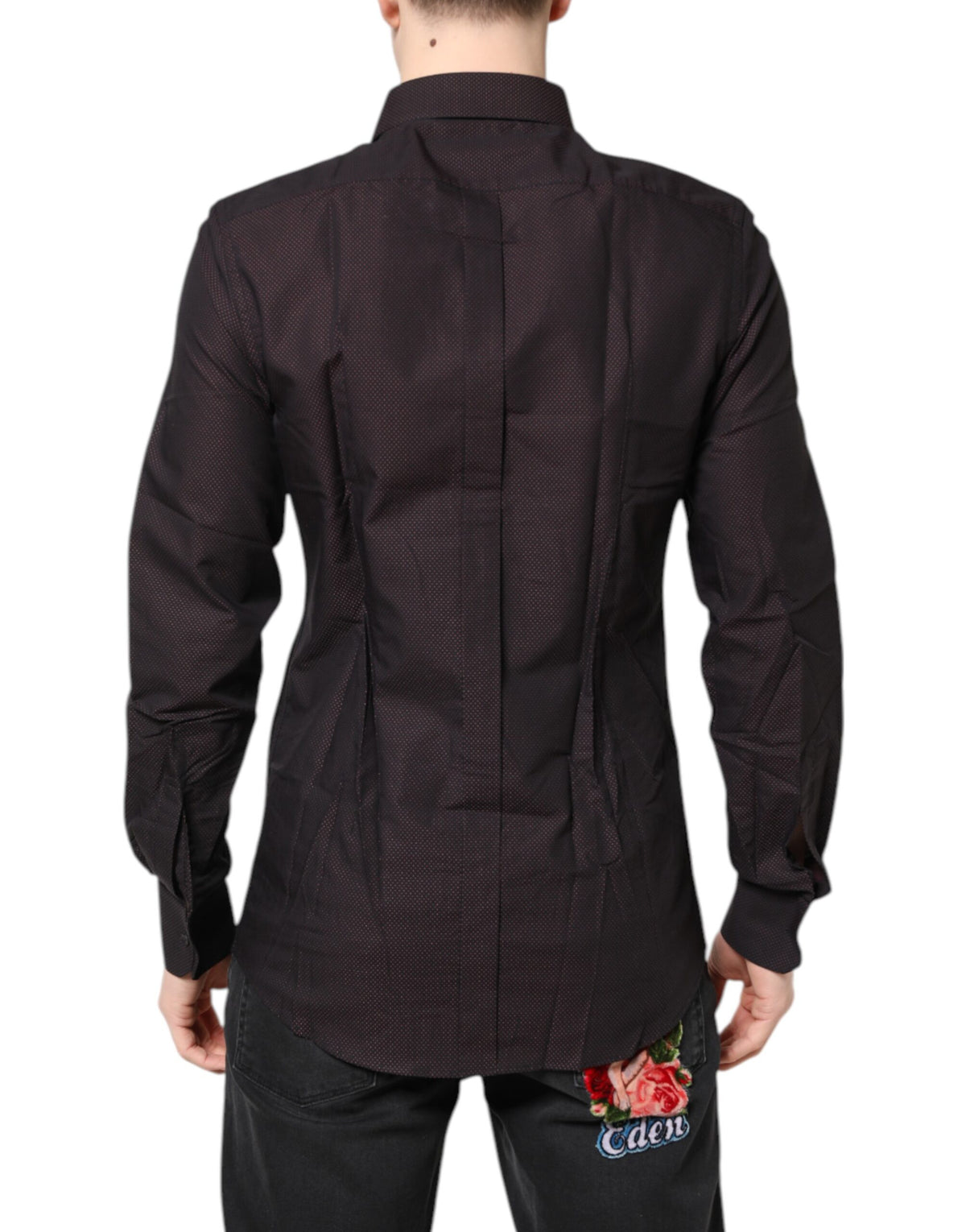 Chemise habillée pour homme en coton jacquard marron prune de Dolce &amp; Gabbana, couleur OR.
