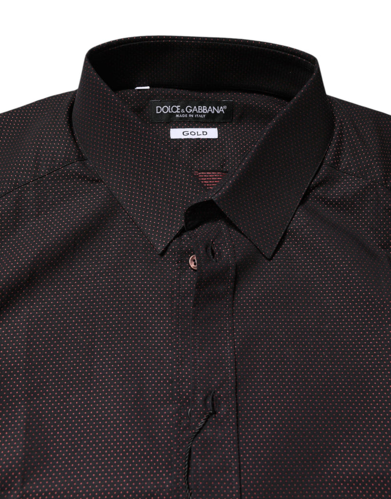 Dolce & Gabbana Maroon Jacquard Cotton GOLD Men Dress Shirt