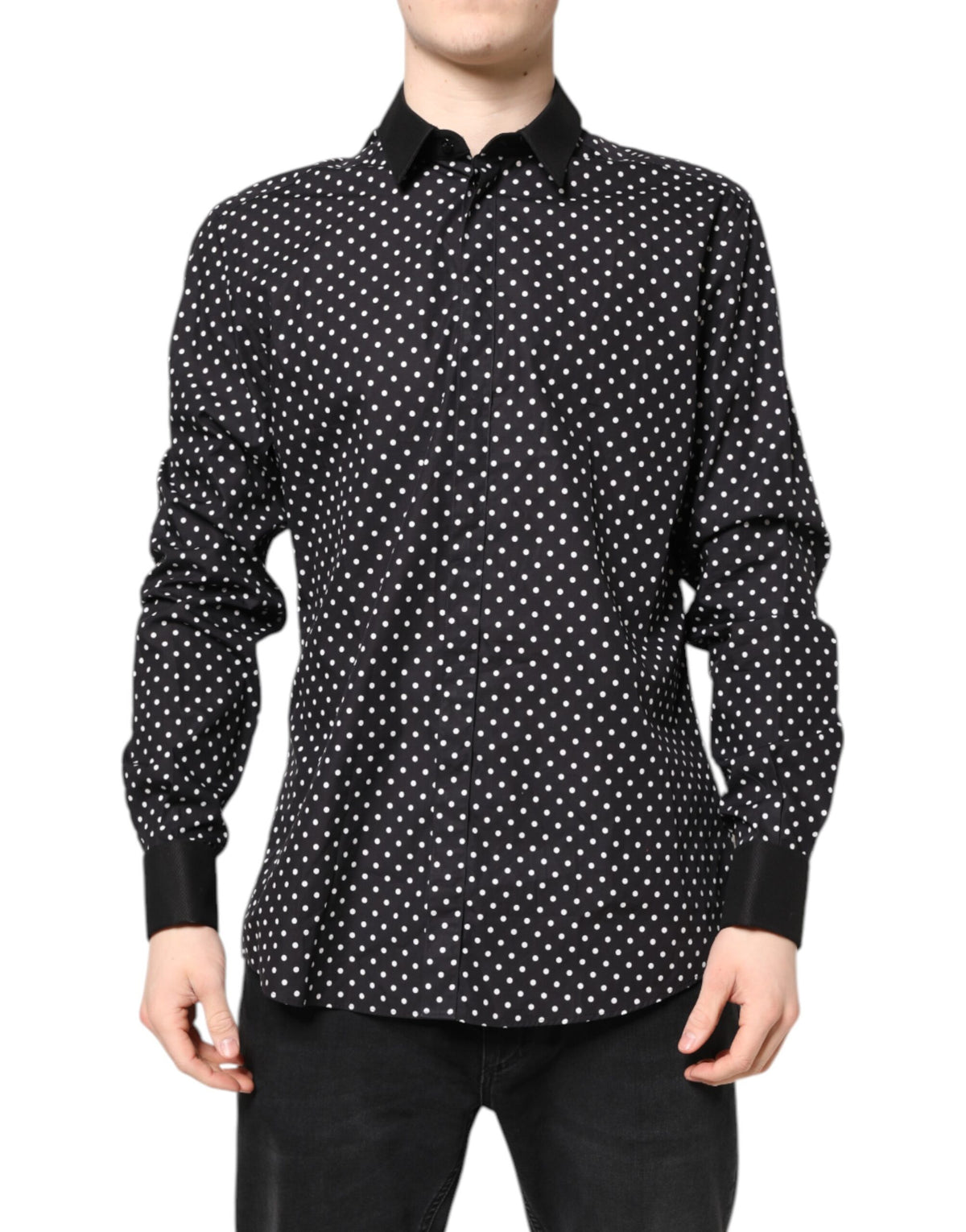 Chemise habillée en coton à pois noirs de Dolce &amp; Gabbana