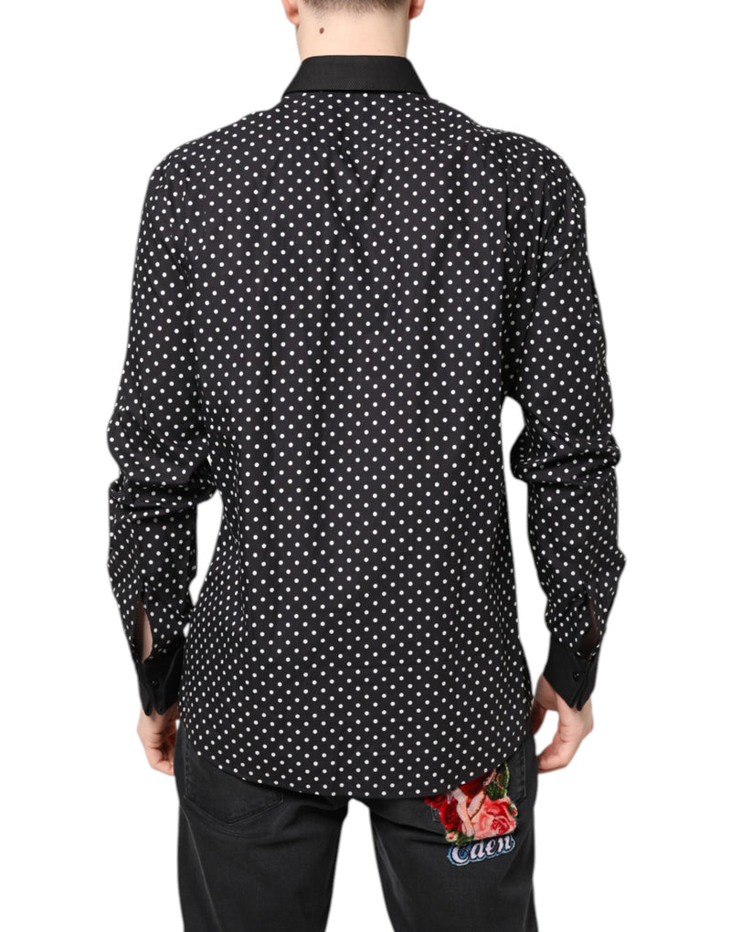 Dolce &amp; Gabbana wit overhemd met zwarte stippen, gemaakt van katoen, voor formele gelegenheden