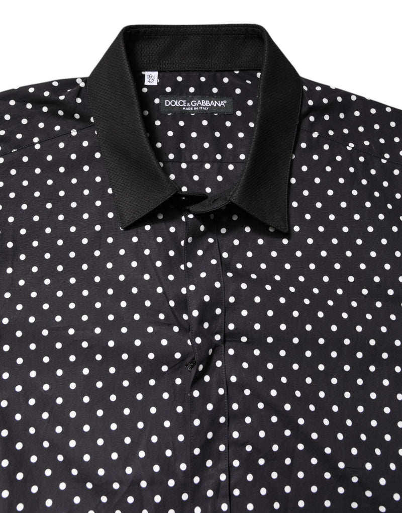 Dolce &amp; Gabbana wit overhemd met zwarte stippen, gemaakt van katoen, voor formele gelegenheden