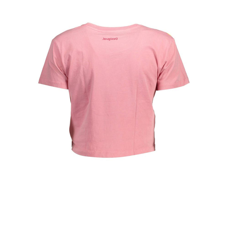 Desigual Pink Cotton Women Top - Stylish Short-Sleeved T-Shirt