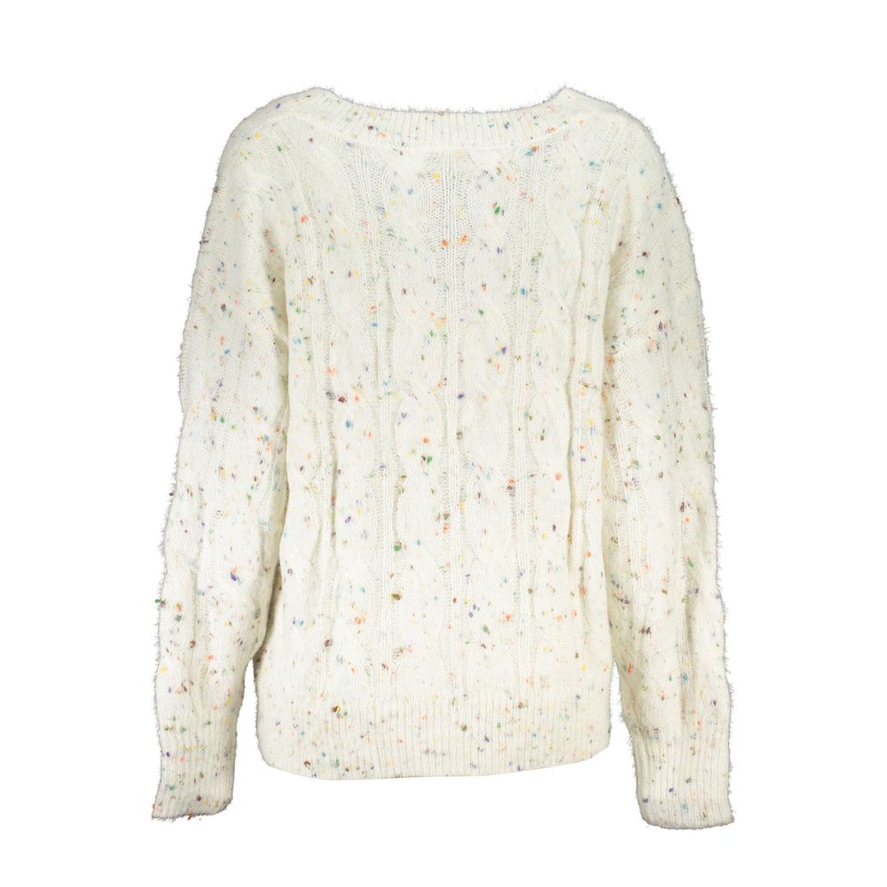 Desigual White Acrylic Women Sweater - Stylish Long Sleeved Coat