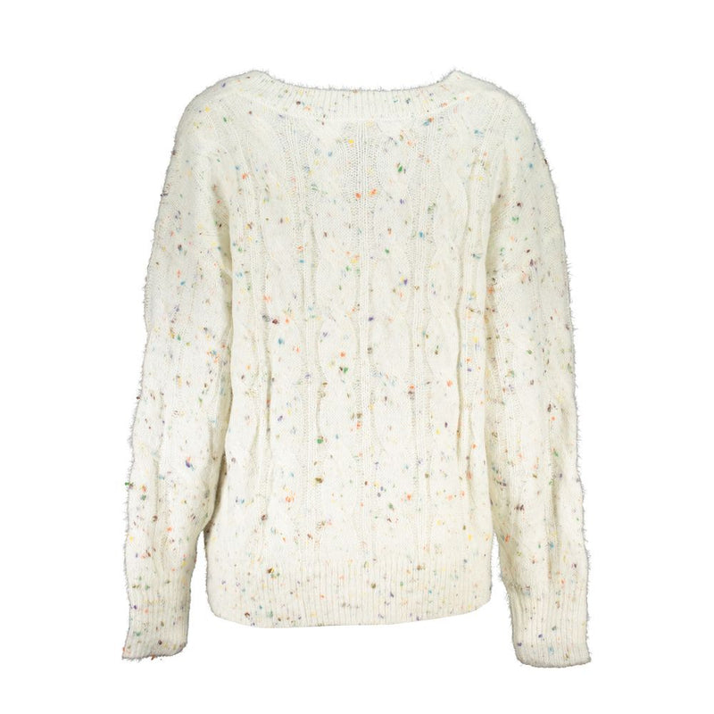 Desigual White Acrylic Women Sweater - Stylish Long Sleeved Coat