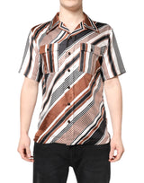 Chemise à manches courtes en soie rayée multicolore de Dolce &amp; Gabbana