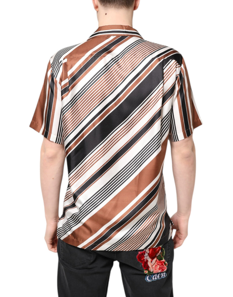Chemise à manches courtes en soie rayée multicolore de Dolce &amp; Gabbana