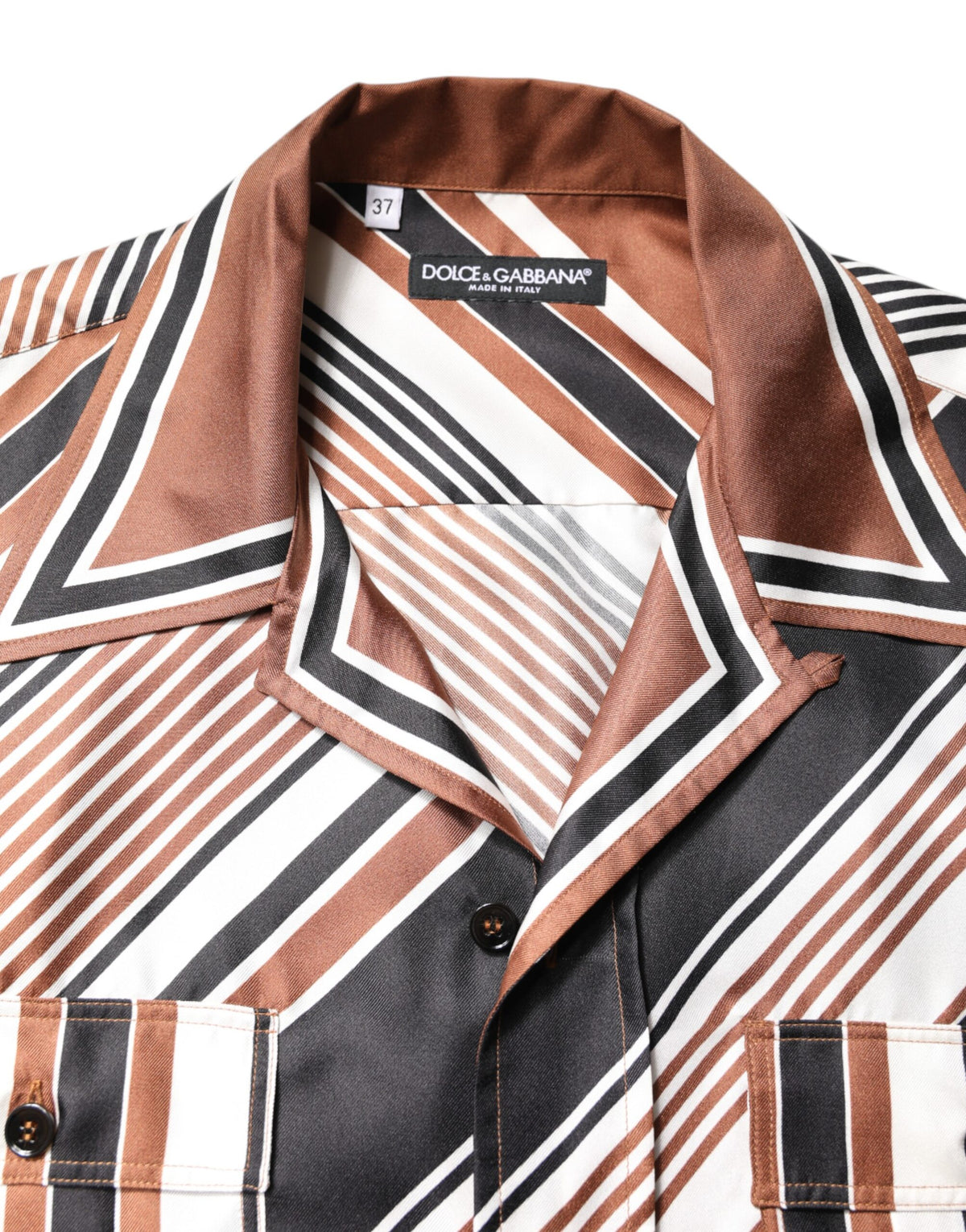 Chemise à manches courtes en soie rayée multicolore de Dolce &amp; Gabbana
