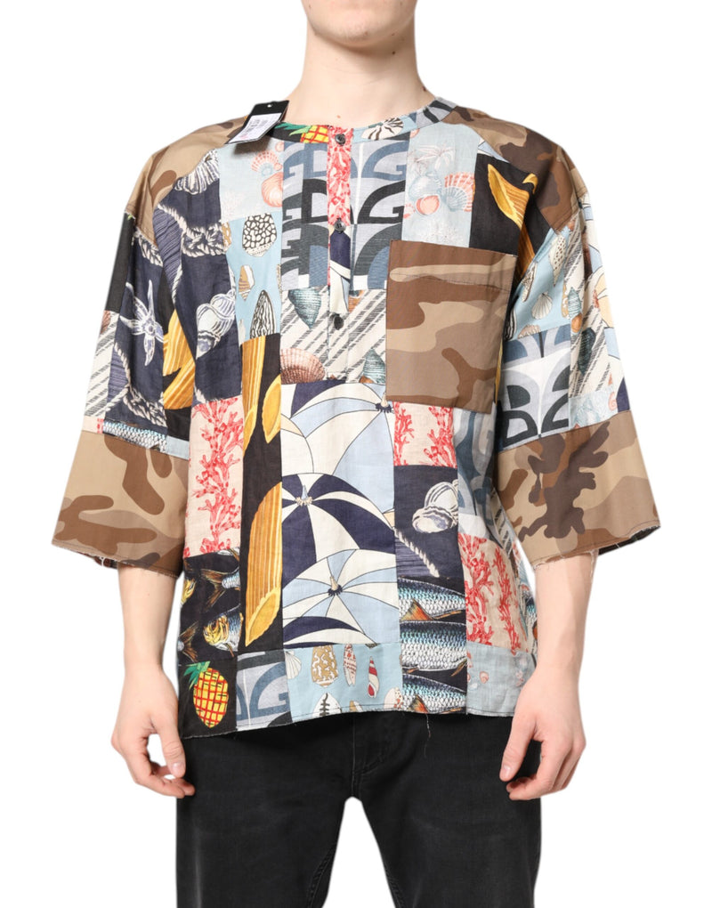 Chemise à manches courtes multicolore et patchwork de Dolce &amp; Gabbana
