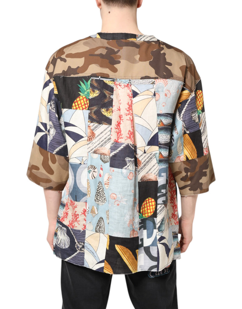 Chemise à manches courtes multicolore et patchwork de Dolce &amp; Gabbana