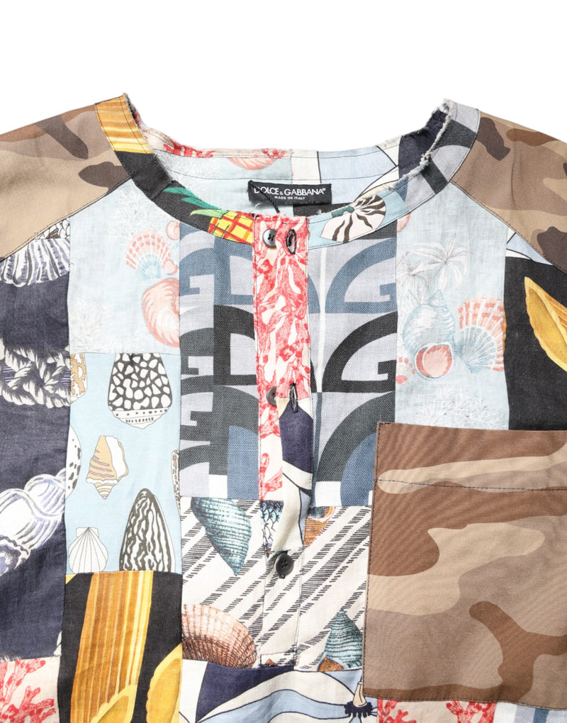 Chemise à manches courtes multicolore et patchwork de Dolce &amp; Gabbana