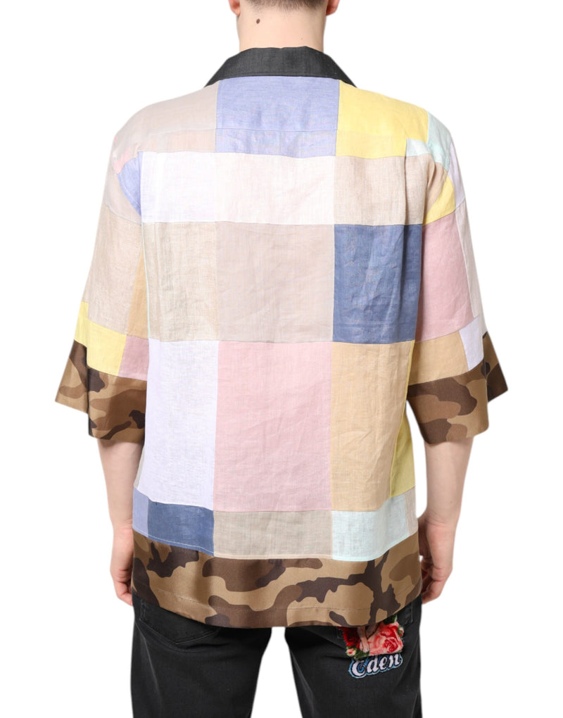Chemise à manches courtes multicolore et patchwork de Dolce &amp; Gabbana