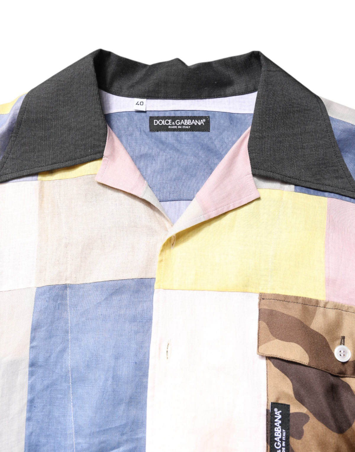 Chemise à manches courtes multicolore et patchwork de Dolce &amp; Gabbana