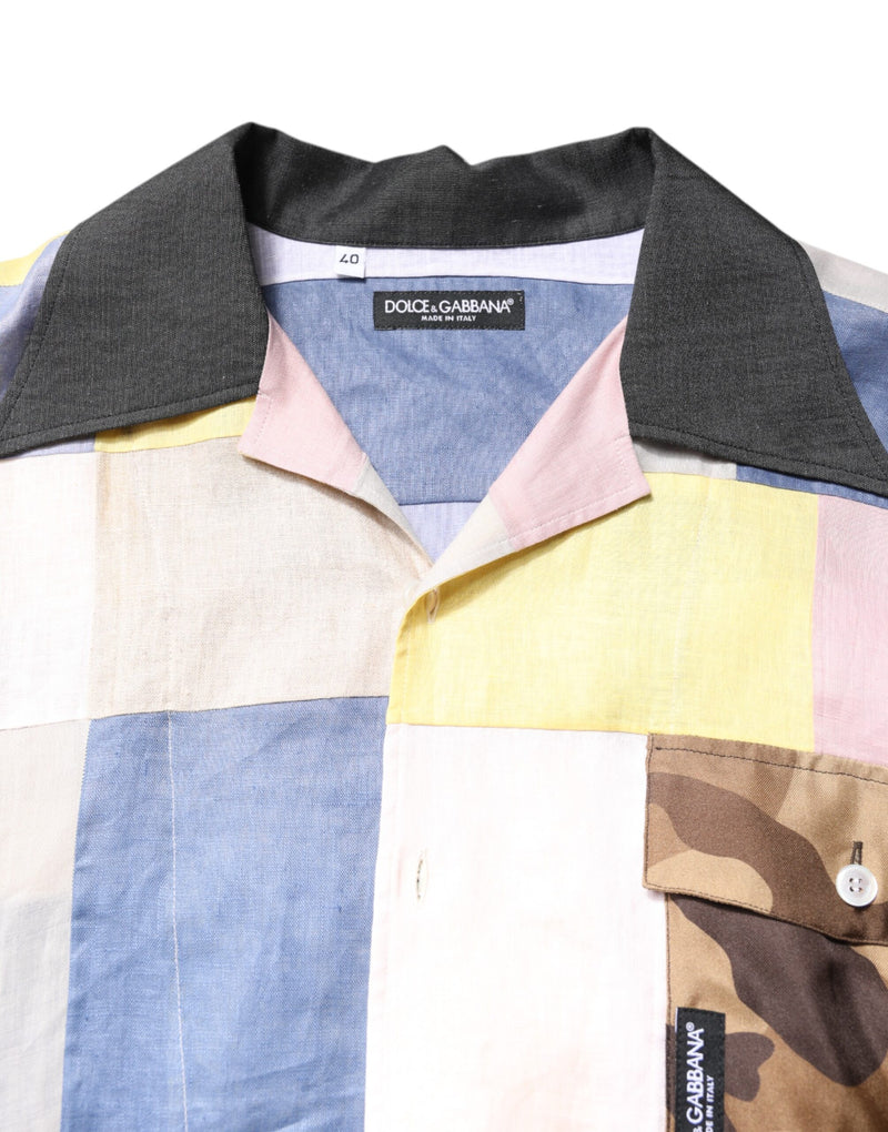 Chemise à manches courtes multicolore et patchwork de Dolce &amp; Gabbana