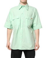 Chemise décontractée à manches courtes en coton vert pour homme de Dolce &amp; Gabbana