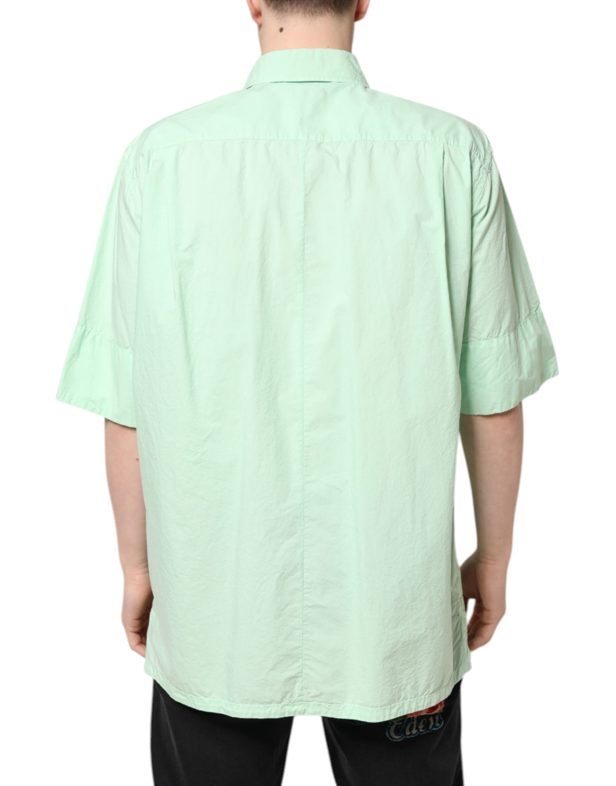 Chemise décontractée à manches courtes en coton vert pour homme de Dolce &amp; Gabbana