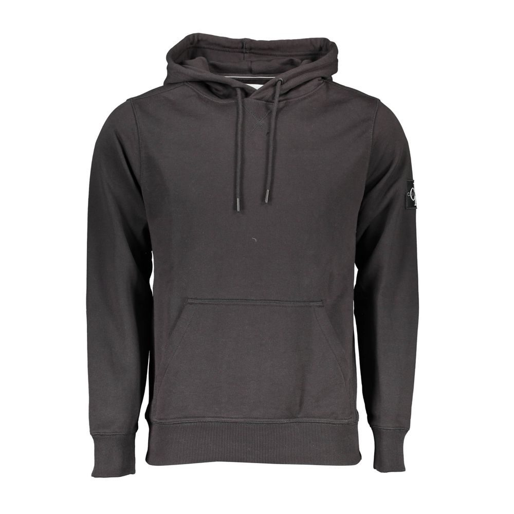 Pull en coton noir Calvin Klein pour homme avec poche centrale et capuche
