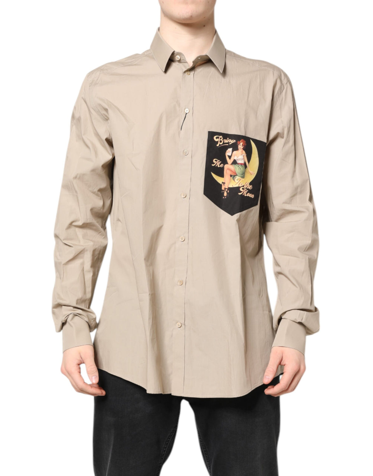 Chemise homme décontractée MARTINI beige à imprimé pin-up de Dolce &amp; Gabbana