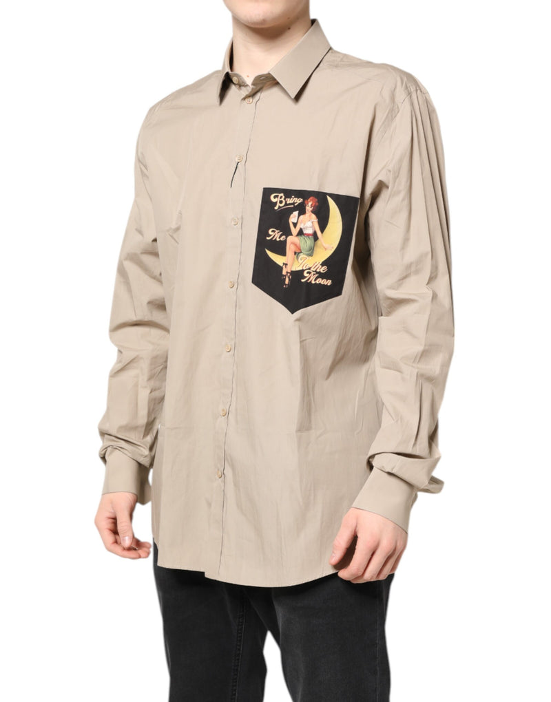 Chemise homme décontractée MARTINI beige à imprimé pin-up de Dolce &amp; Gabbana