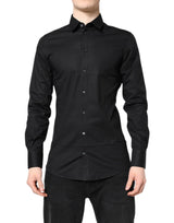 Chemise à manches longues en coton noir et or de Dolce &amp; Gabbana