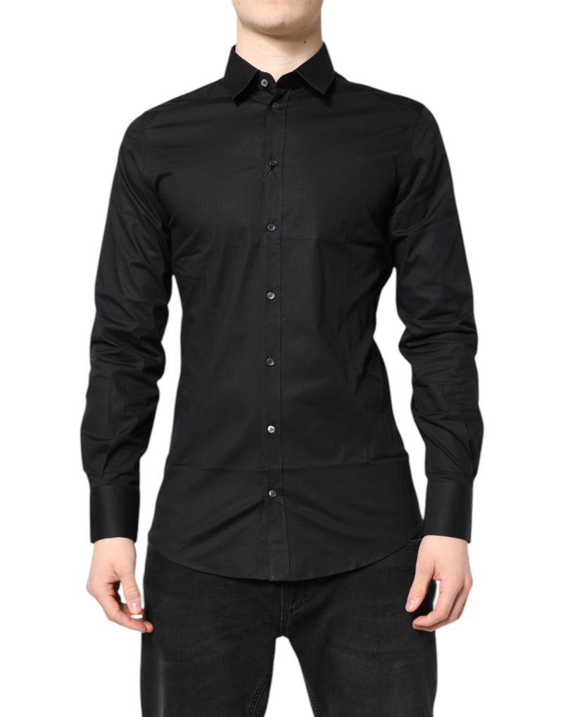 Chemise à manches longues en coton noir et or de Dolce &amp; Gabbana