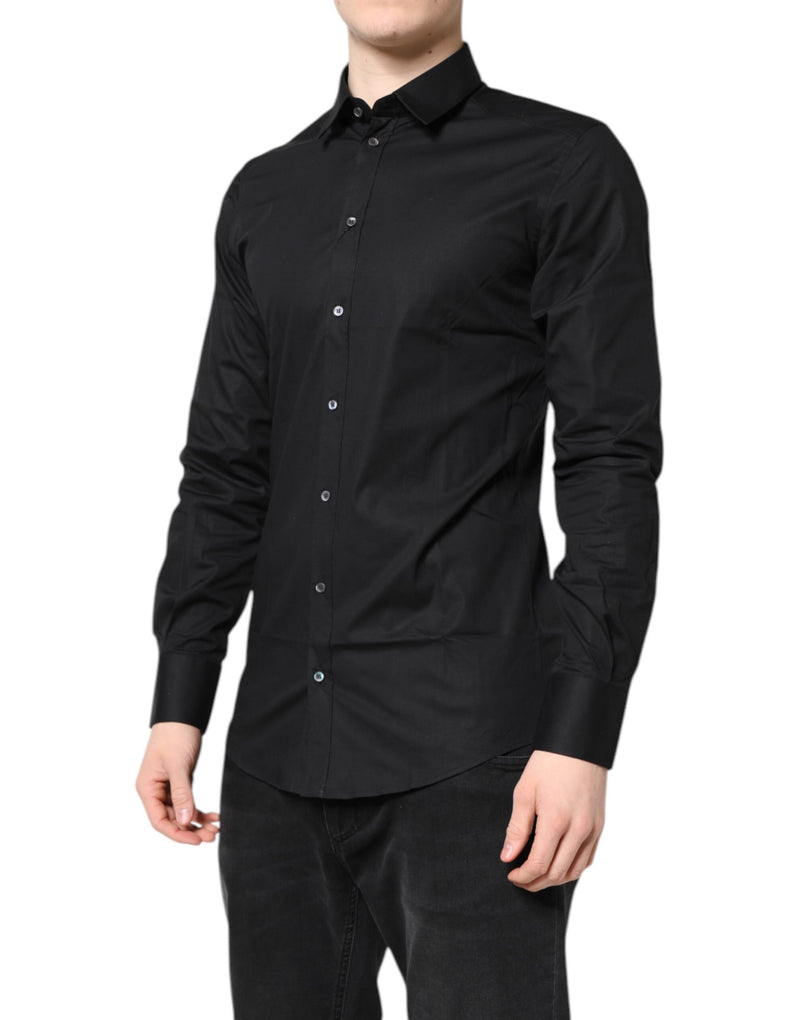Chemise à manches longues en coton noir et or de Dolce &amp; Gabbana