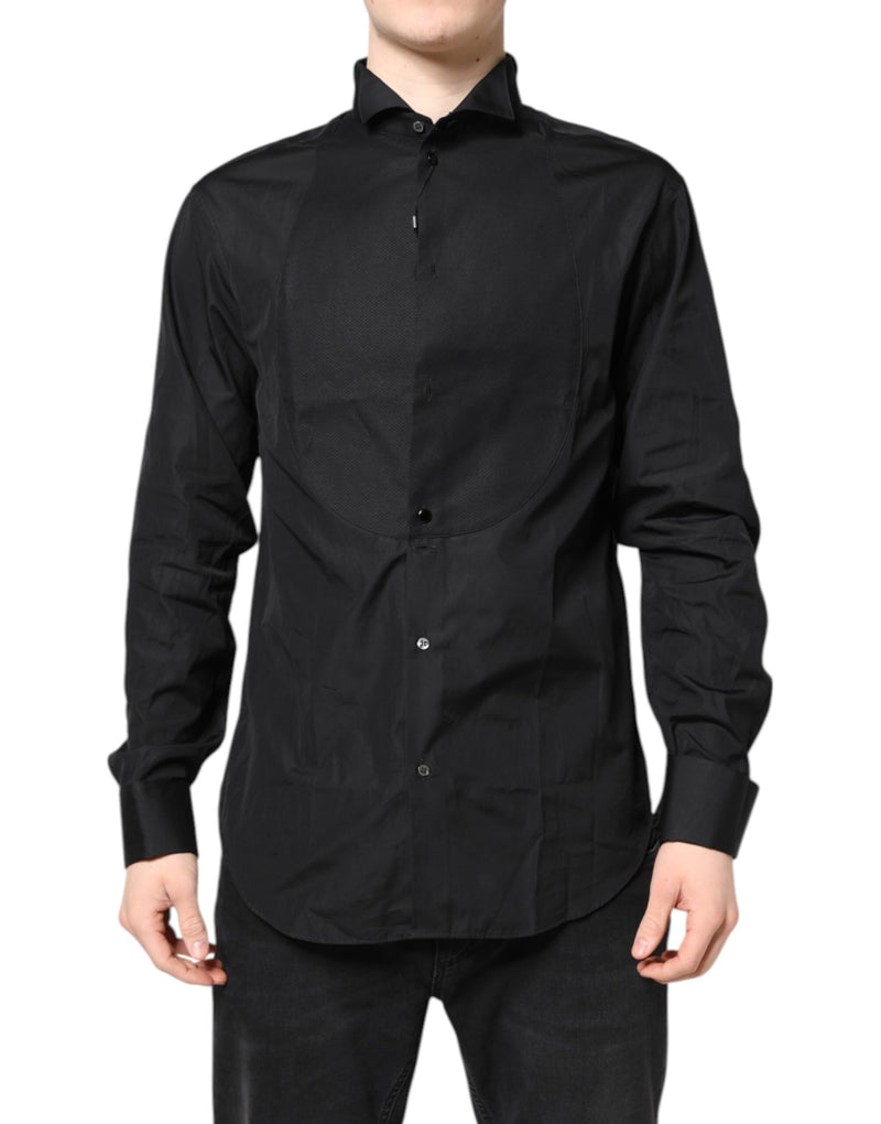 Chemise habillée Emporio Armani en coton noir à manches longues