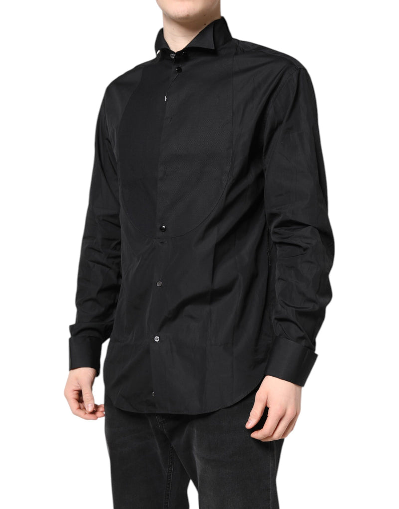 Chemise habillée Emporio Armani en coton noir à manches longues