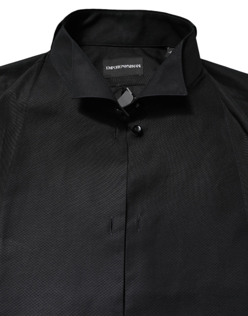 Chemise habillée Emporio Armani en coton noir à manches longues