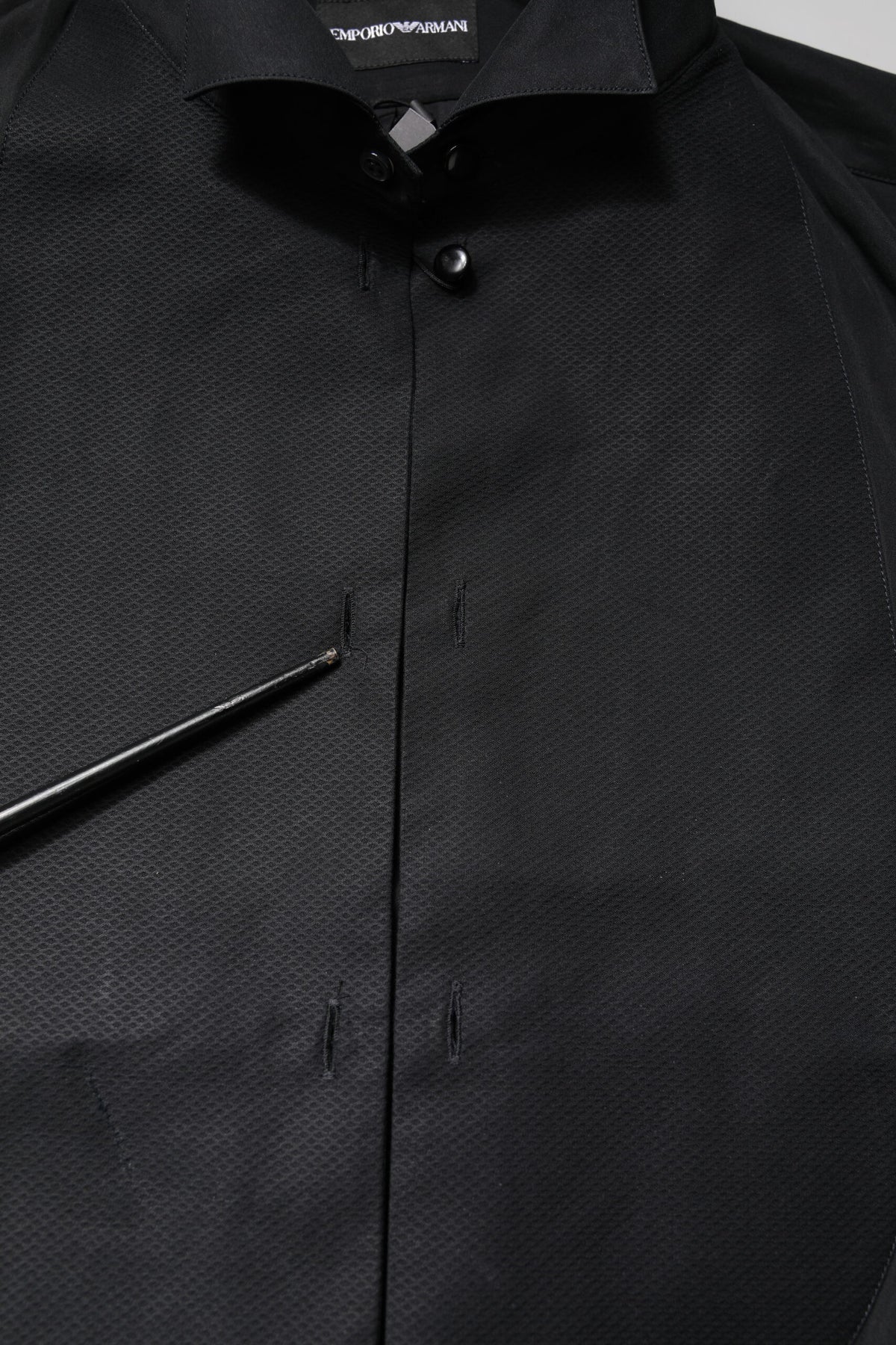 Chemise habillée Emporio Armani en coton noir à manches longues
