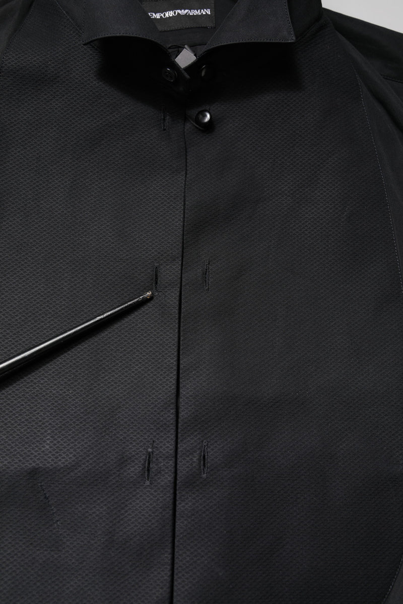 Chemise habillée Emporio Armani en coton noir à manches longues