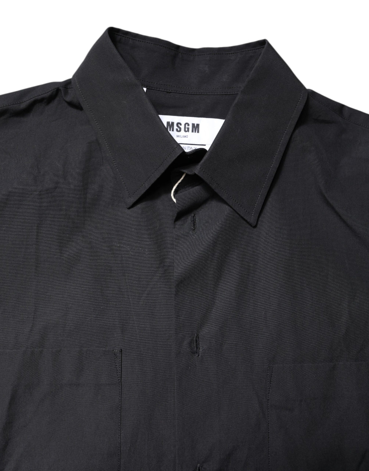 Chemise décontractée à manches courtes et col pour homme, noire à imprimé, MSGM.