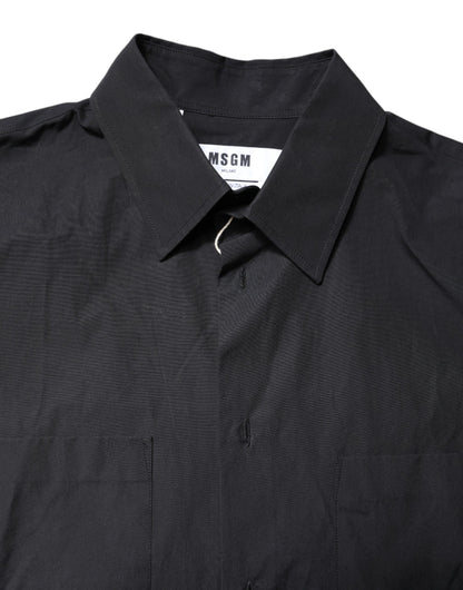 MSGM Black Printed Short Sleeves Collared Men Casual Shirt