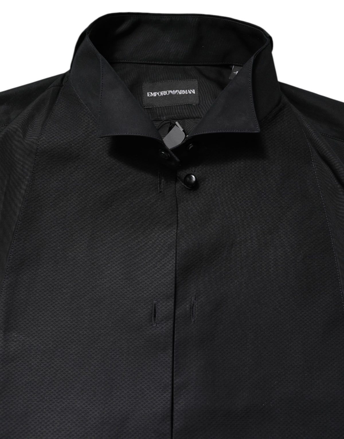 Chemise habillée Emporio Armani en coton noir à manches longues