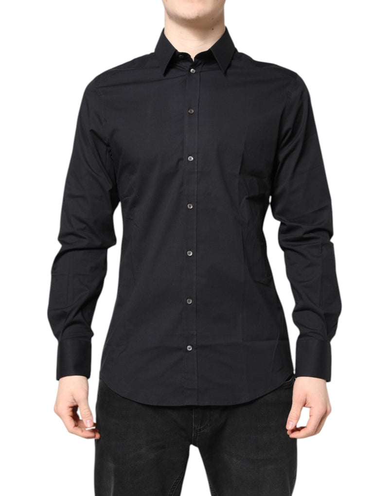 Chemise à manches longues en coton noir et or de Dolce &amp; Gabbana