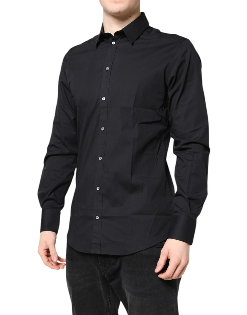 Chemise à manches longues en coton noir et or de Dolce &amp; Gabbana