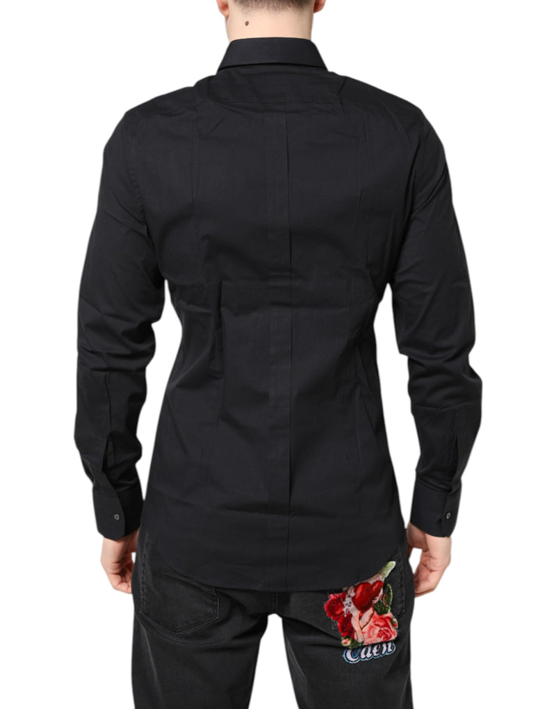 Chemise à manches longues en coton noir et or de Dolce &amp; Gabbana