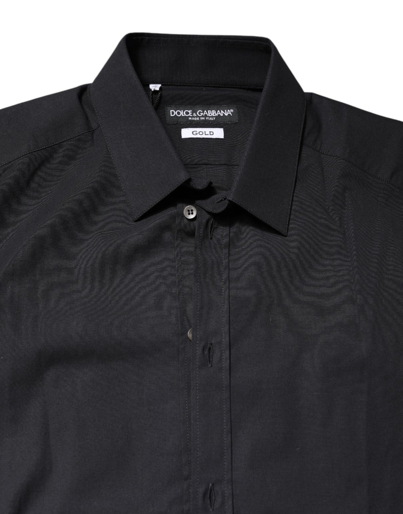 Chemise à manches longues en coton noir et or de Dolce &amp; Gabbana
