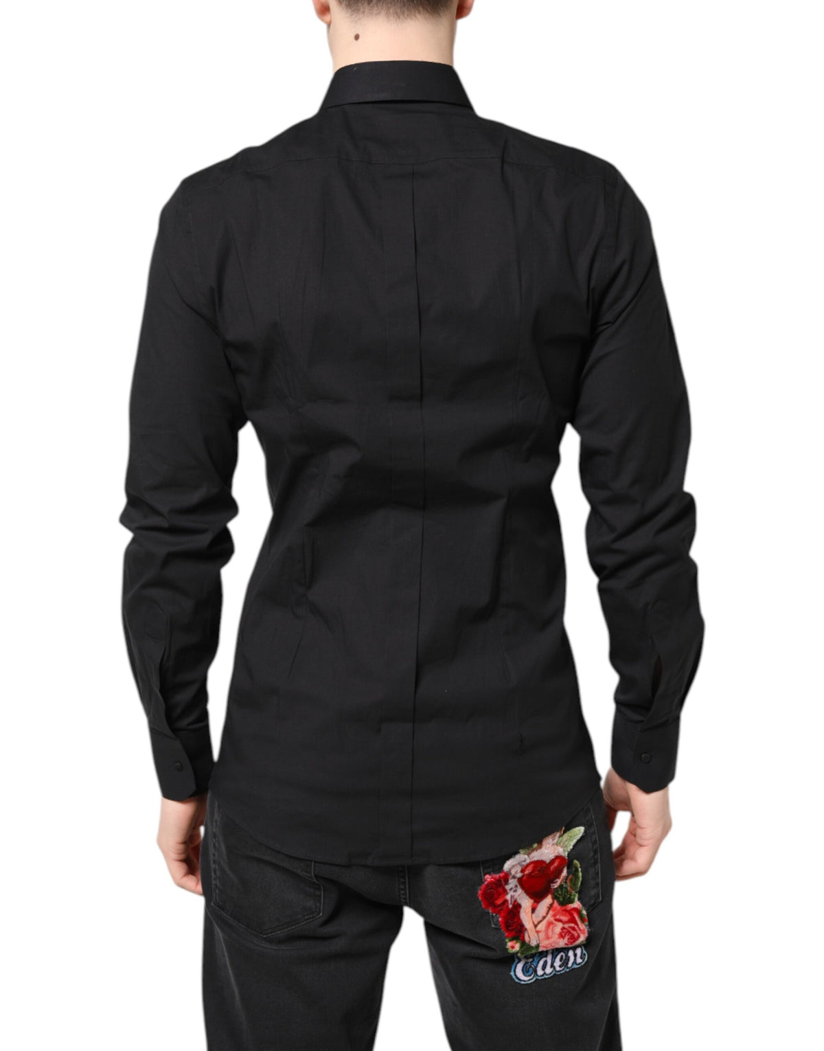 Chemise habillée en coton noir et or de Dolce &amp; Gabbana